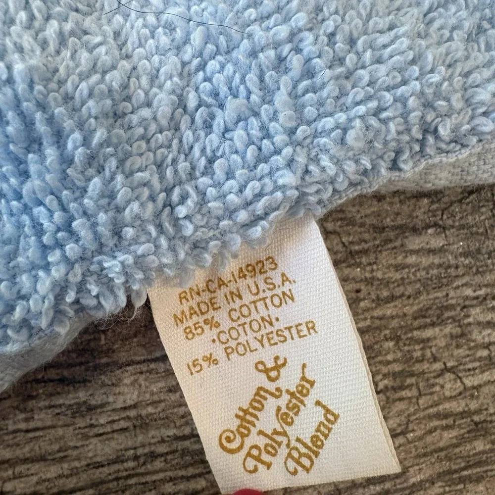 Vtg MCM Kitchen Teal Blue Terry Hand Towel Kitsch 70s Retro Groovy